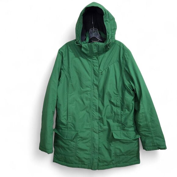 Lands' End Womens Size L 14-16 Green Squall Jacket Hooded Fleece Lined Outdoor - Picture 1 of 15